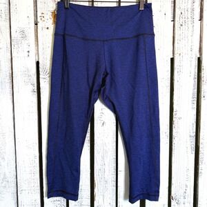Soma Sport High Rise Capri Leggings Women M Blue Black Zip Pocket Gym Yoga Run